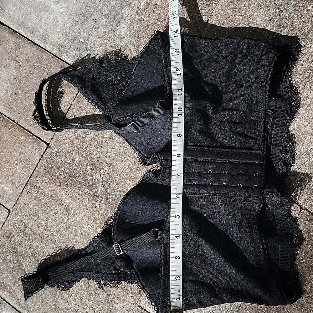 Victoria's Secret Dream Angels Lined Demi Black Lace Longline Bra Sz 36D - Picture 9 of 12